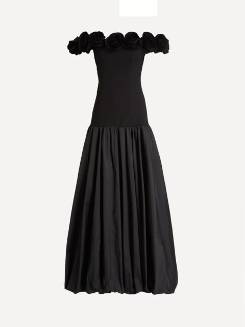 ROTATE Black Crepe Flower Maxi Dress