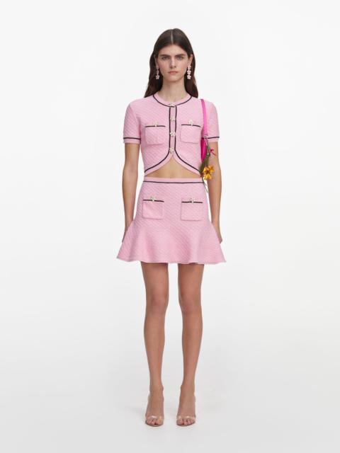 self-portrait Pink Flower Knit Mini Skirt