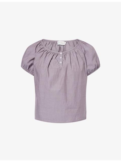 DEIJI STUDIOS Scoop-Neck Short-Sleeve Cotton Top