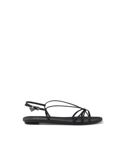 Prada LEATHER FLAT SANDALS SQUARE TOE WOMEN