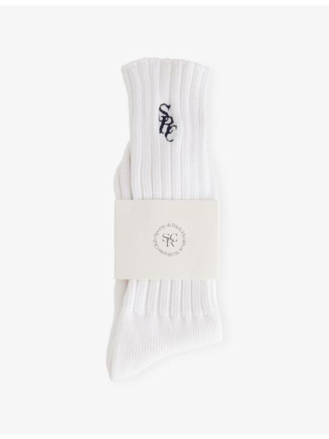 Sporty & Rich Logo-Embroidered Rib-Knit Socks