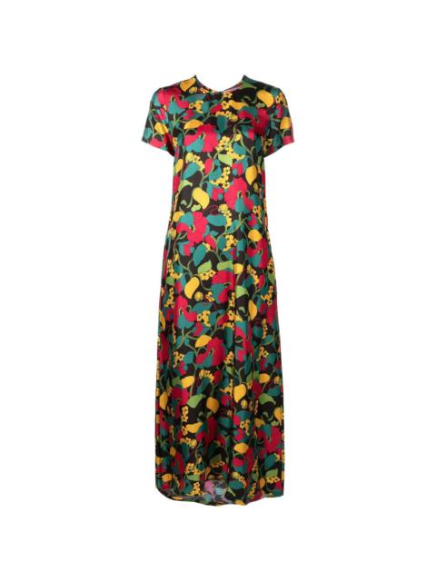 La DoubleJ Swing floral-print silk midi dress