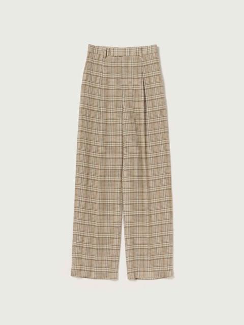 AURALEE SILK LINEN NEP CHECK ONE-TUCK SLACKS
