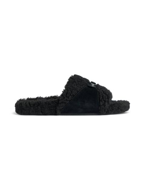 BALENCIAGA Men's Furry Slide Sandal in Black