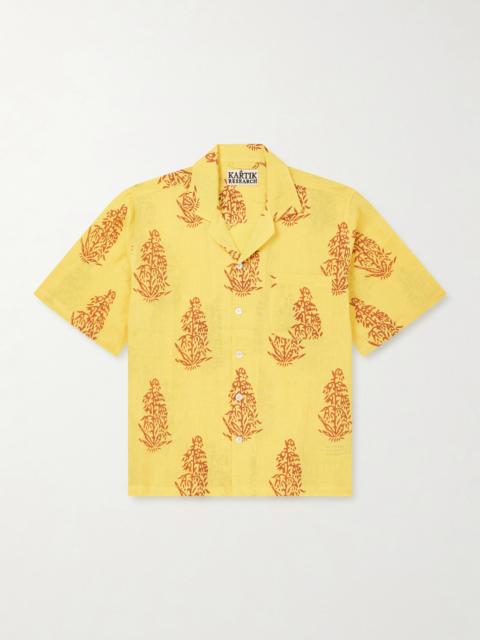KARTIK RESEARCH Camp-Collar Printed Linen Shirt