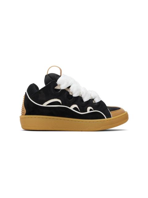 Lanvin Black & Tan Curb Leather Sneakers