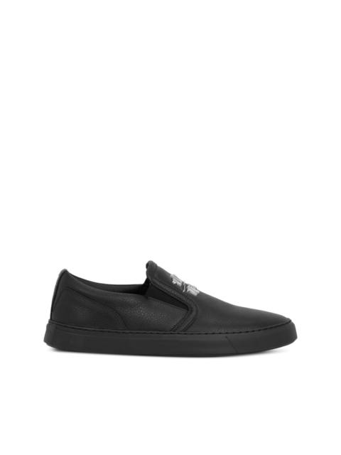 PHILIPP PLEIN embossed-leather slip-on sneakers