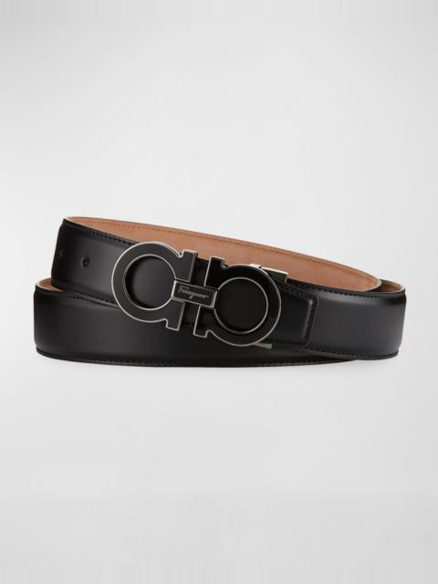 FERRAGAMO Men's Enamel Double Gancini Belt