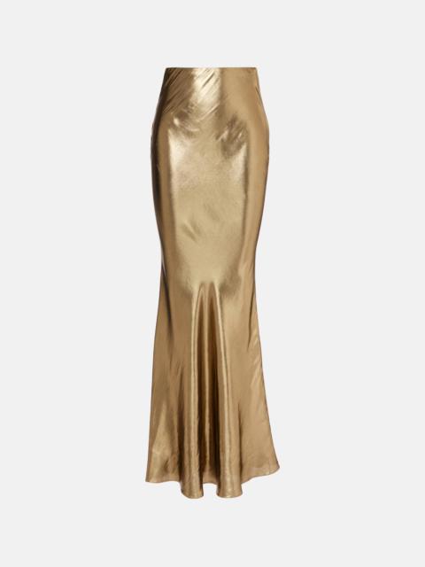 self-portrait Metallic satin maxi skirt