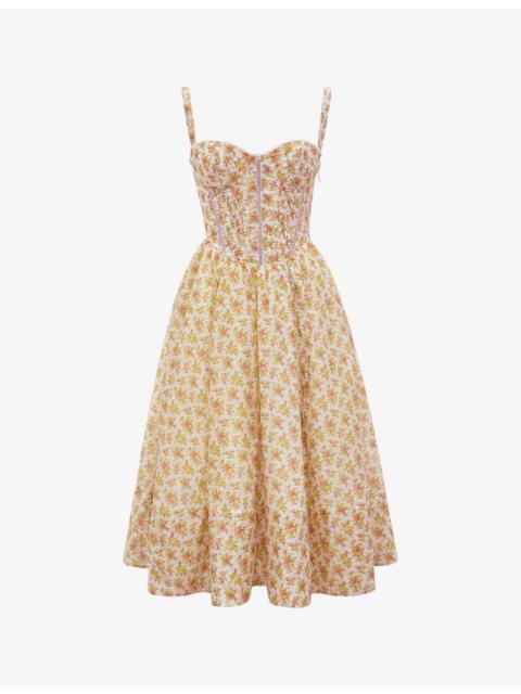 House of CB Kelly floral-print corset midi dress
