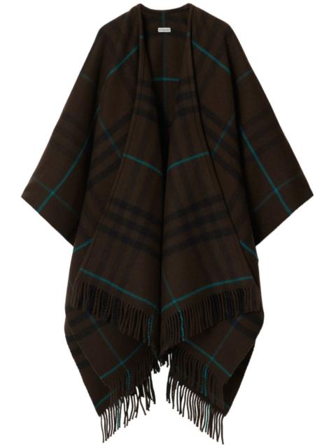 Burberry checked fringed cape