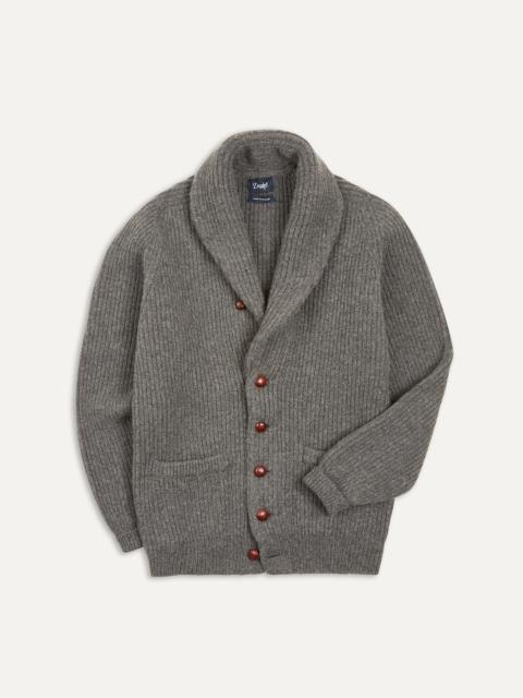 Drake's Grey Lambswool Shawl Collar Cardigan