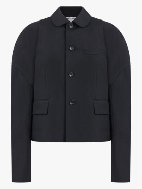 Comme Des Garçons BUTTON UP JACKET WITH DROP BALLOON SLEEVE | BLACK