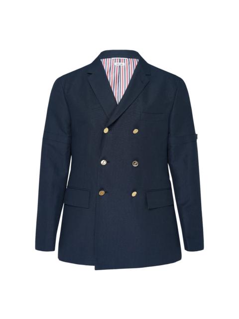 Thom Browne Unconstructed Wide Shoulder Double-Breasted Blazer