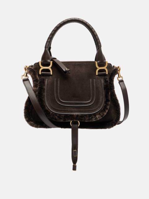 Chloé Marcie Small shearling-trimmed suede tote bag