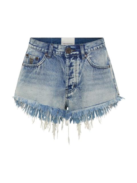 ONE TEASPOON Le Wolves Mid Waist Mid Length Denim Shorts - Salty Dog Blue