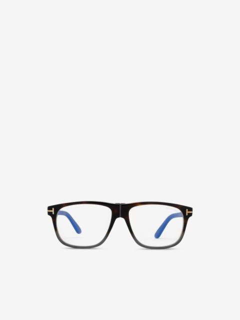 TOM FORD tortoiseshell-effect rectangle-frame glasses