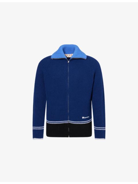Marni Fisherman High-Neck Wool And Cashmere Cardigan