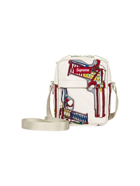 Supreme Guns Embroidered Leather Shoulder Bag "SS26 - White" SU28036