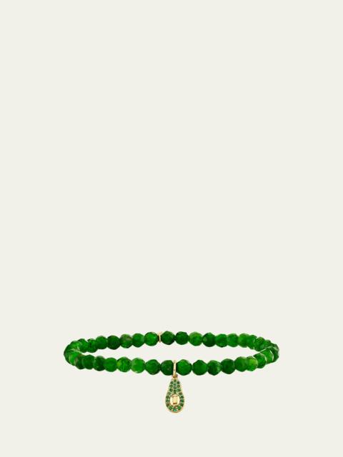 SYDNEY EVAN 14K Emerald Avocado Charm on Bead Bracelet