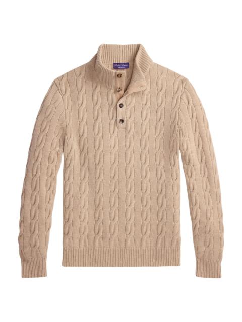 Ralph Lauren Men's Cable-Knit Mockneck Cashmere Sweater - Champagne Melange