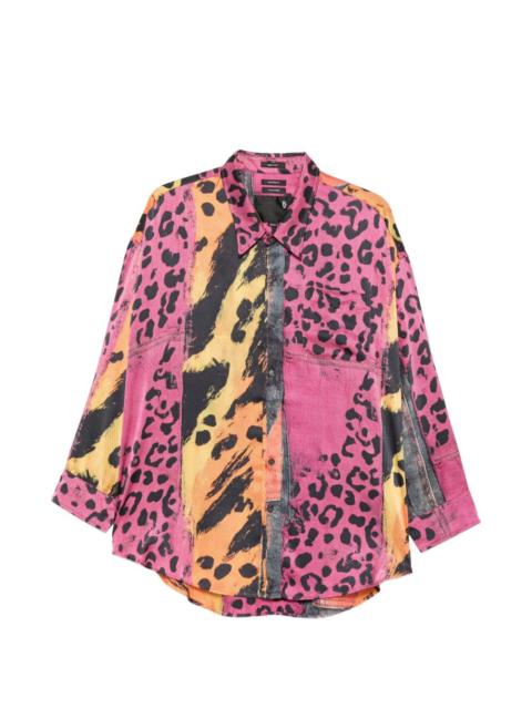 R13 animal-print panelled shirt