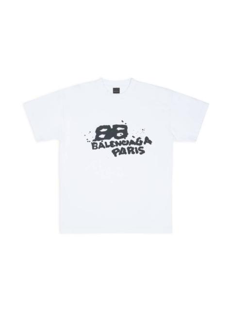 BALENCIAGA Hand Drawn Bb Icon T-shirt Medium Fit in White