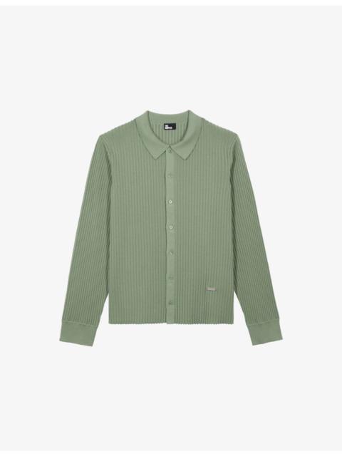The Kooples Collared Button-Down Stretch Wool-Blend Jumper