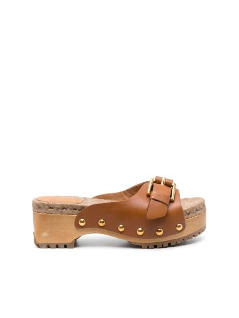 side buckle-fastening clog sandals