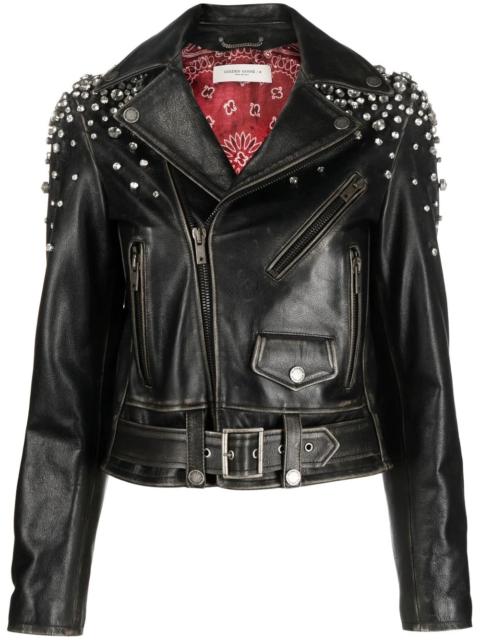 Golden Goose crystal-embellished leather jacket