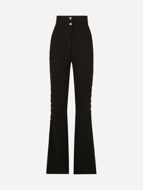 Dolce & Gabbana Full Milano pants with buttons down the side