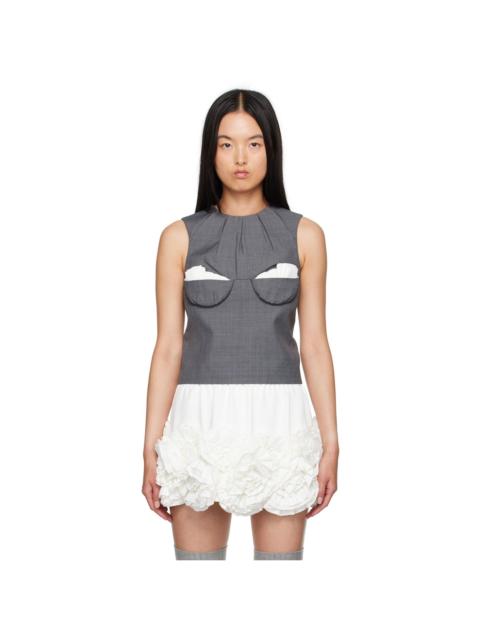 SHUSHU/TONG Gray Embellished Top