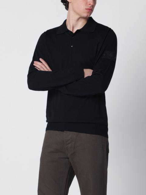 Stone Island Black wool polo sweater