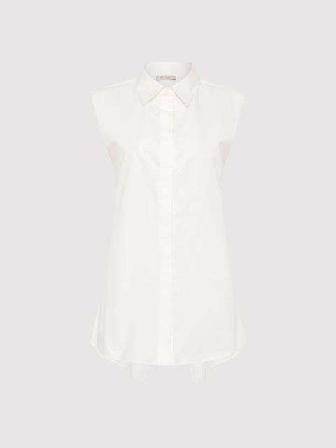 ST. AGNI Cotton Belted Sleeveless Shirt - White