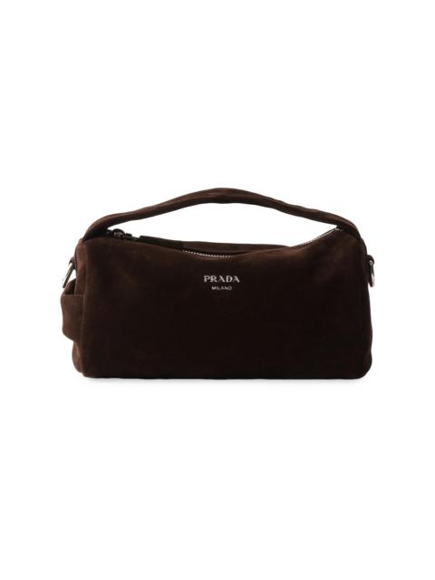 Prada Men's Suede Leather Shoulder Bag - Dark Brown