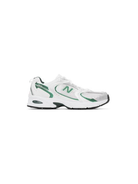 New Balance White & Green 530 Sneakers