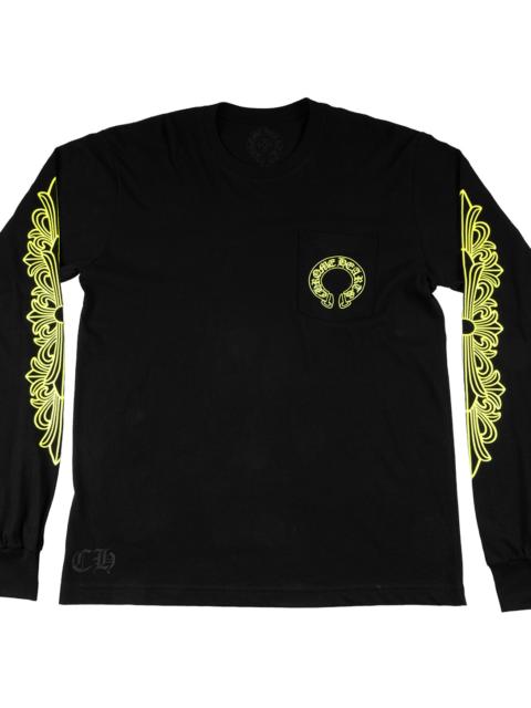Chrome Hearts Floral Logo Pocket Long Sleeve Tee "Black/Neon Green" CHRM1255