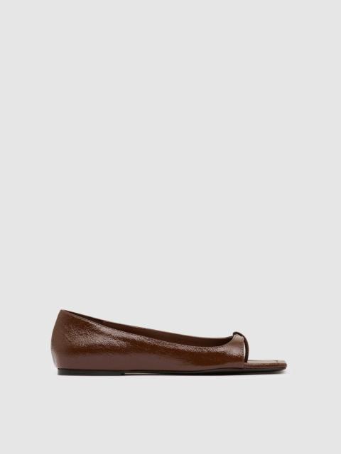 ST. AGNI 90s Square Toe Flat - Patent Liqueur