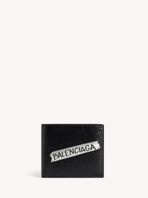 BALENCIAGA Men's Shopper Square Folded Wallet in Black