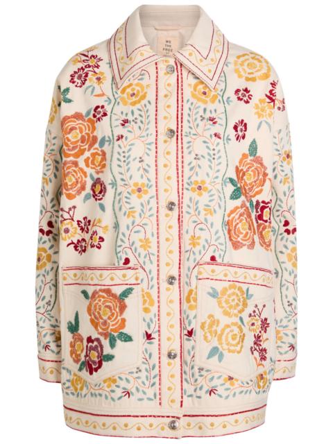 FREE PEOPLE Free People Avery Floral-embroidered Denim Jacket