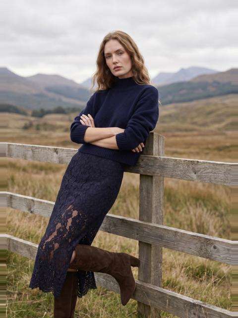 CAMI NYC OSMOND LACE MIDI SKIRT NAVY