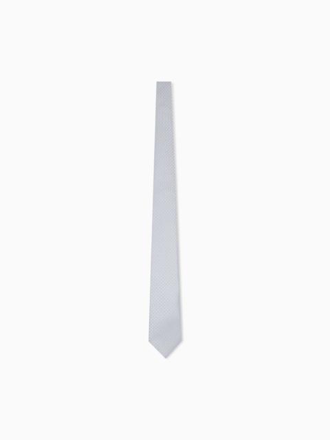 EMPORIO ARMANI Pure silk tie with jacquard monogram