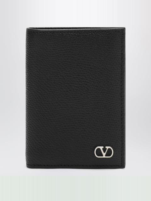 Valentino Black Vlogo grained leather card holder