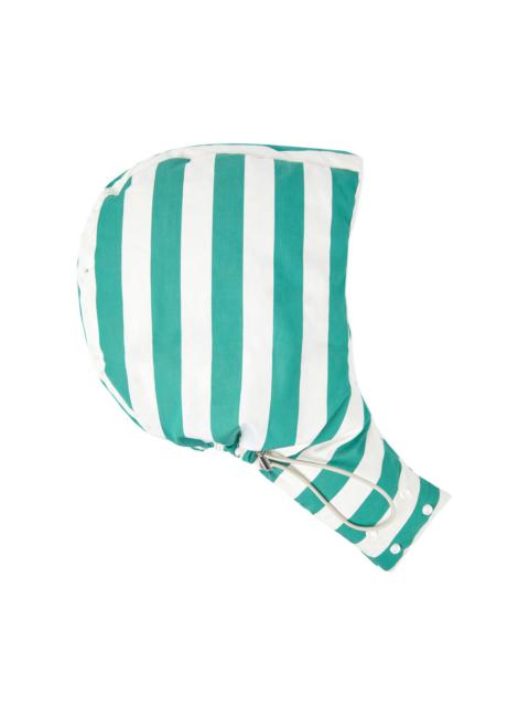 SUNNEI HOOD HAT / white & green stripes