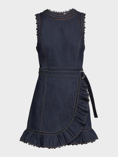 Cinq à Sept Mahlia Guipure Lace Denim Mini Dress