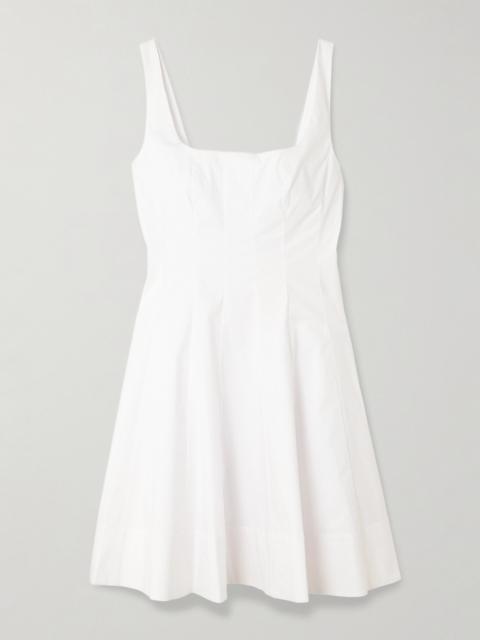 STAUD Wells Pleated Cotton-blend Poplin Mini Dress