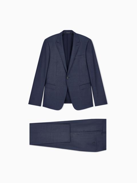 EMPORIO ARMANI SINGLE-BREASTED SLIM-FIT SUIT IN A SILKY-FINISH GRISAILLE