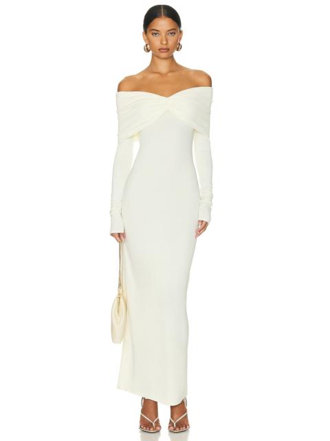 HELSA Matte Jersey Off Shoulder Maxi Dress
