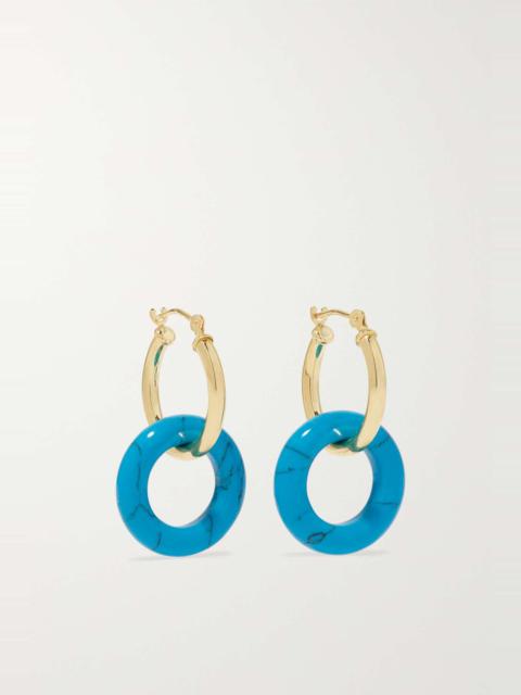 MATEO Donut 14-karat gold lapis lazuli hoop earrings