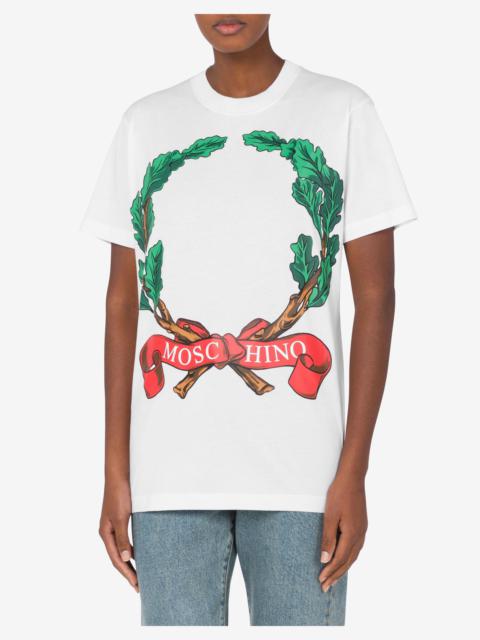 Moschino T-SHIRT IN ORGANIC JERSEY LAUREL CROWN